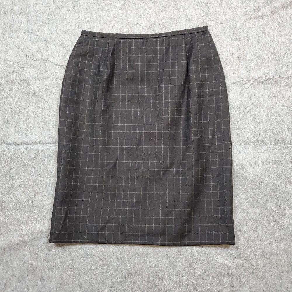 Vintage Ralph Lauren Skirt Womens 4 Petite Wool‎ Checked Pencil Mini Academedia